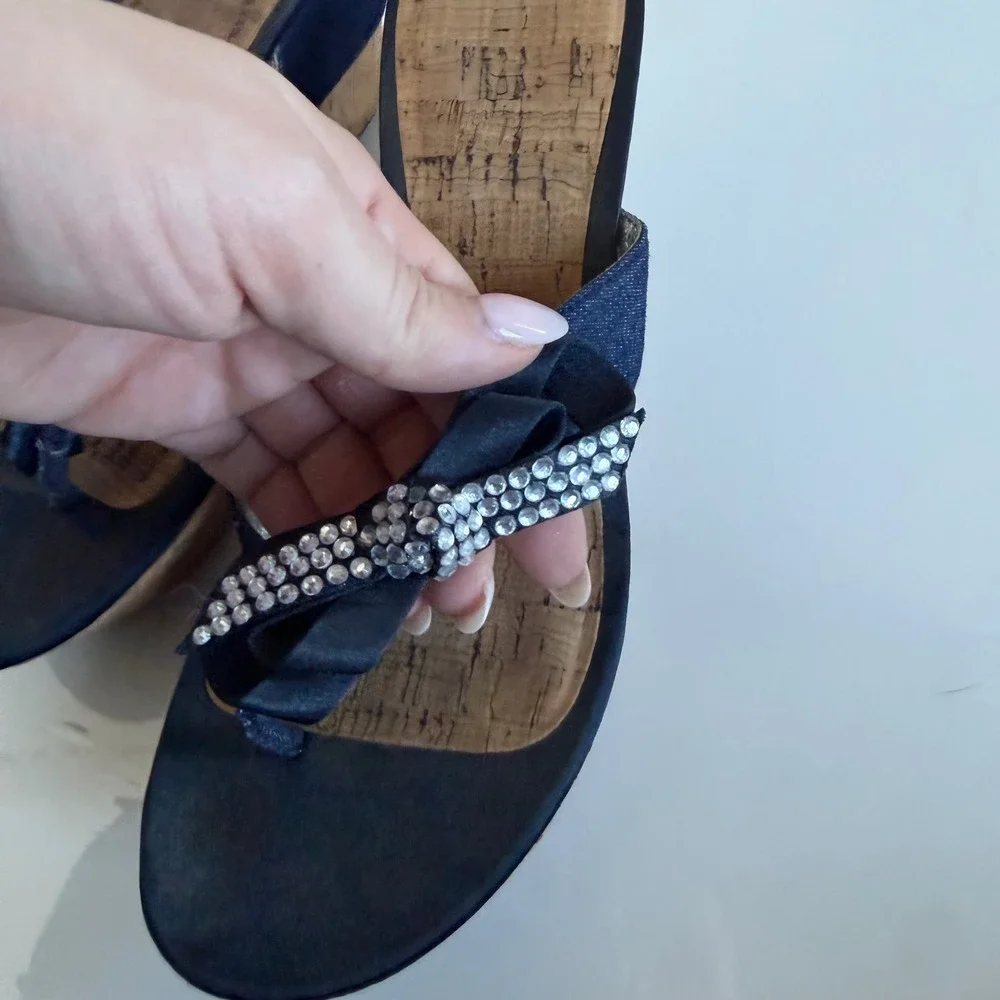 Vintage 90s Guess‎ Denim Cork Wedges Size 6